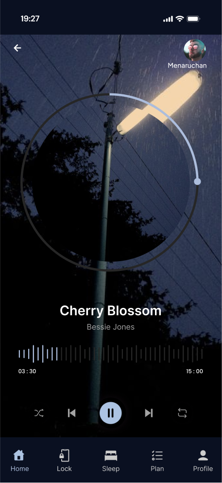 NightShift audio player screen