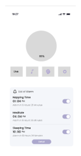 Mid-fidelity NightShift home screen