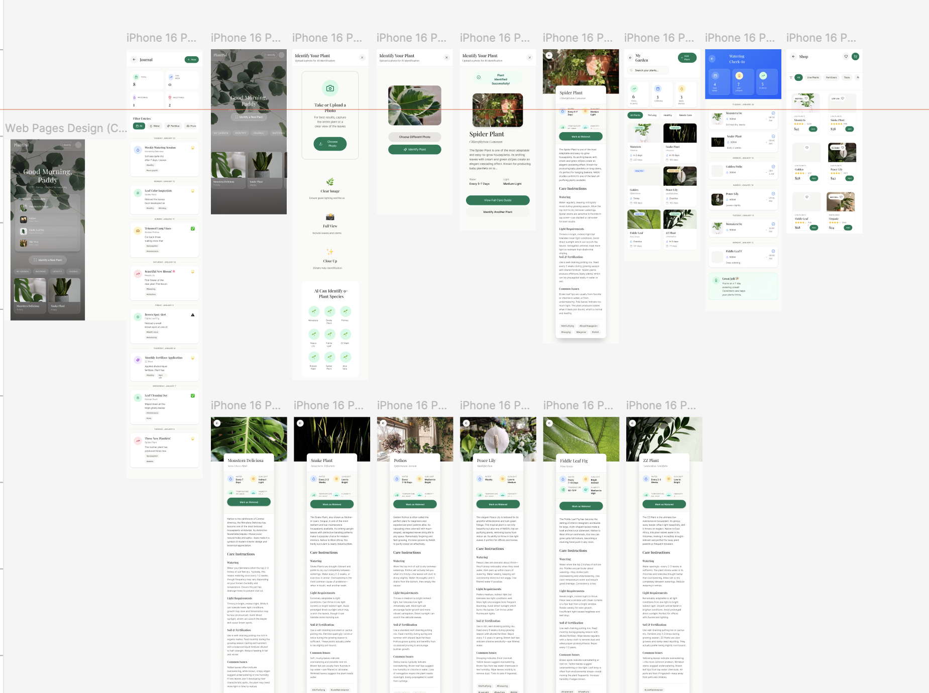 PlantPal complete Figma mobile screen system