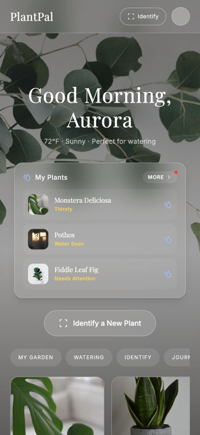 PlantPal care schedule screen